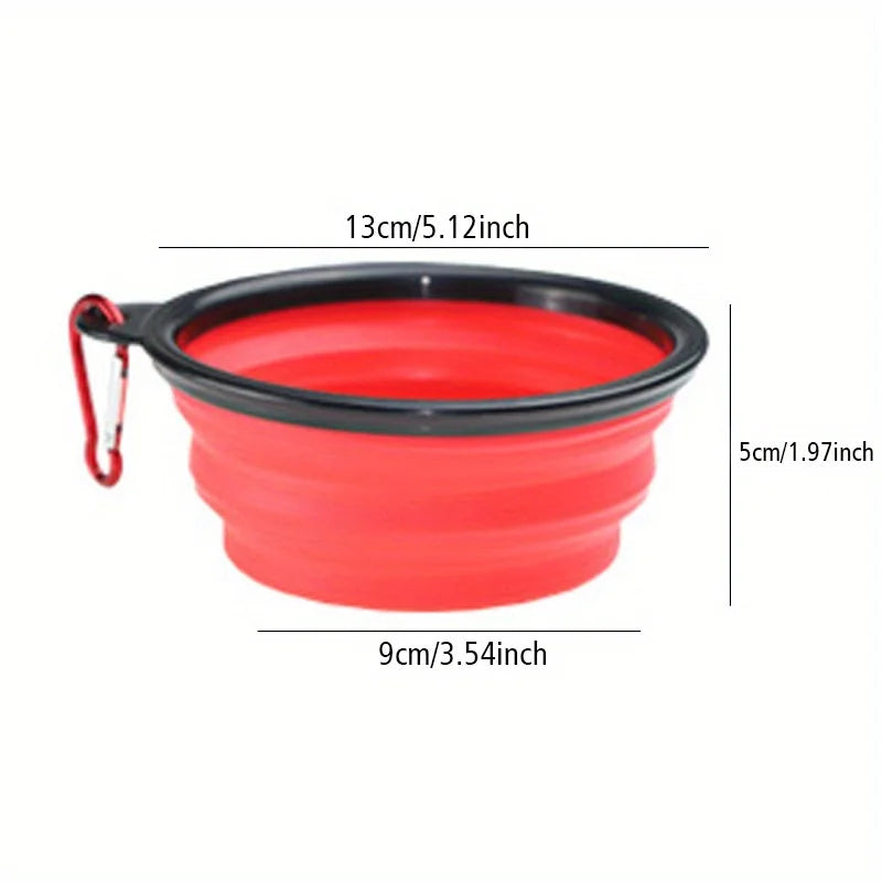 Portable Dog Folding Bowl Travel Food Water Dish Lightweight Silicone Bowl Lip for Outdoor Walking Universal for Small to Large Dogs