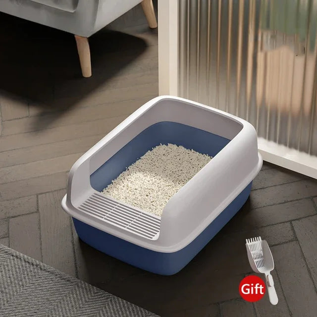 Small Size Cat Bedpan Anti-Splash Pet Sandbox Kitten Tray Semi-Closed Plastic Cat Toilet Cleaning Supplies