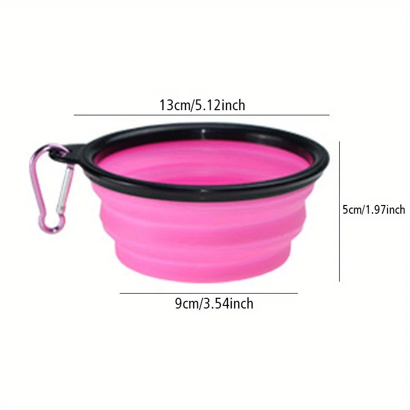 Portable Dog Folding Bowl Travel Food Water Dish Lightweight Silicone Bowl Lip for Outdoor Walking Universal for Small to Large Dogs