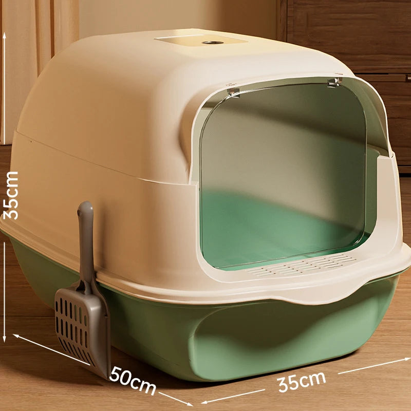 Large Capacity Cat Litter Box Fully Enclosed Sandbox Pet Anti Splash Toilet Spillproof Deodorant Cat Toilet Removable Cat Bedpan