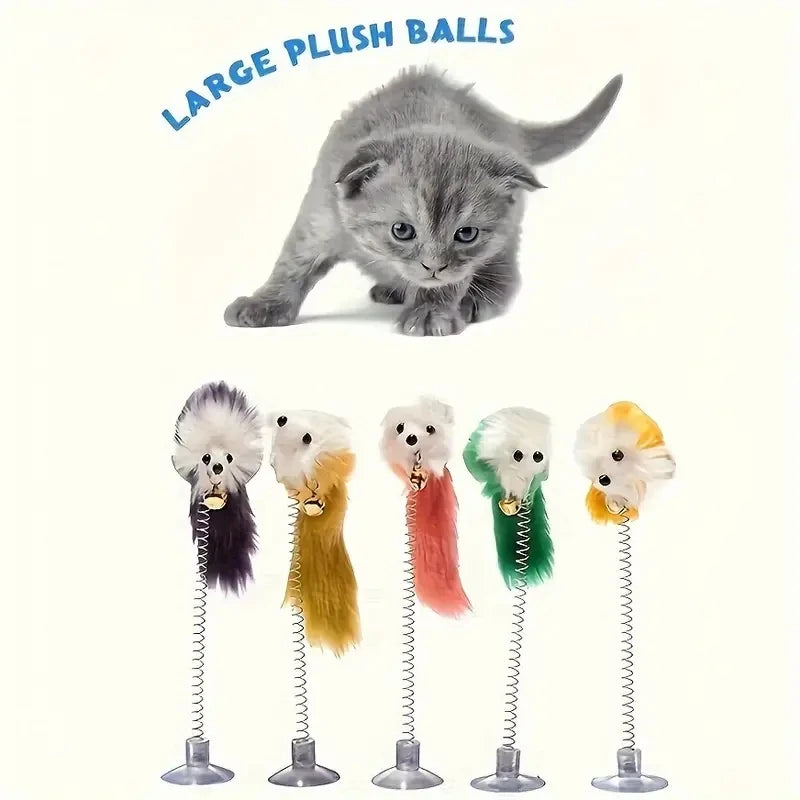 Random Color Suction Cup Spring Bells That Make Sounds for Mice to Chew on to Attract Cats' Attention