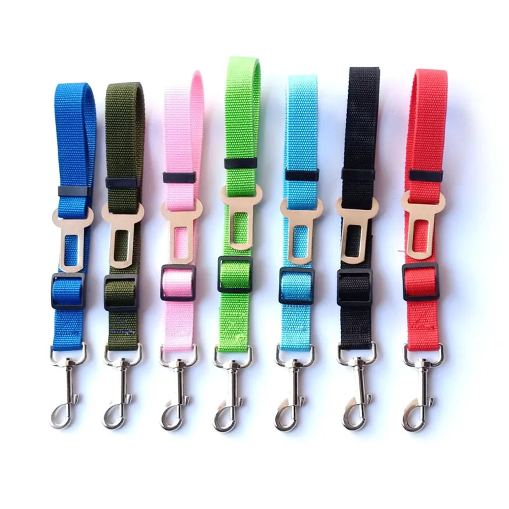 Adjustable Dog Car Seat Belt Harness – Reflective, Padded & Elastic Safety Strap for Comfortable Car Travel