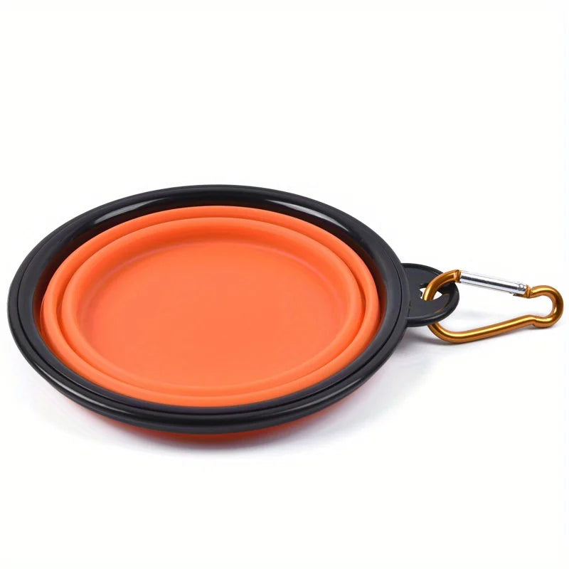 Portable Dog Folding Bowl Travel Food Water Dish Lightweight Silicone Bowl Lip for Outdoor Walking Universal for Small to Large Dogs