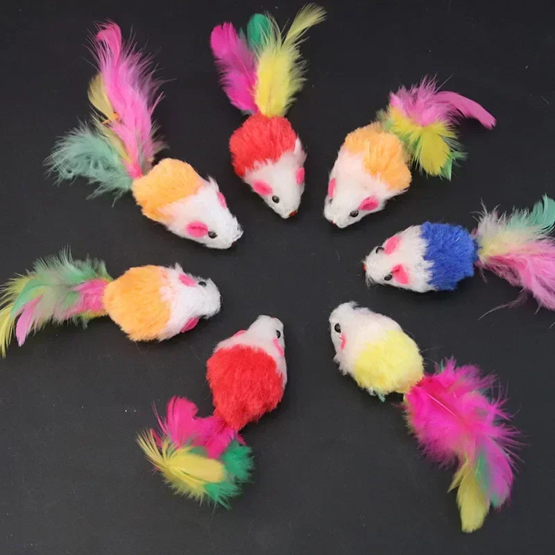 5pcs Kitten Toys Plush Simulation Mouse Interactive Cat Furry Pet Interactive Toy Supplies Cats Playing Scratch Training Game