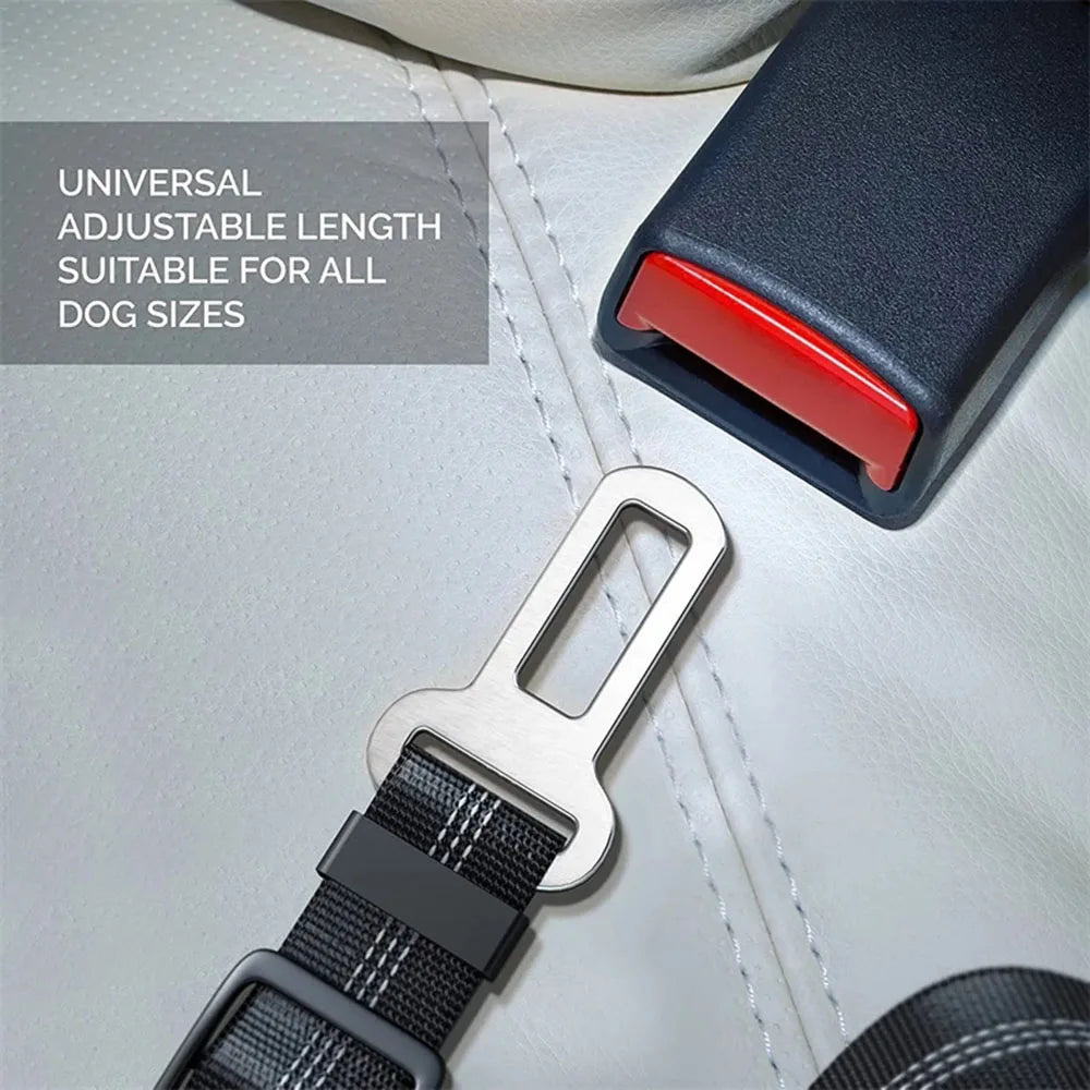 Adjustable Dog Car Seat Belt Harness – Reflective, Padded & Elastic Safety Strap for Comfortable Car Travel