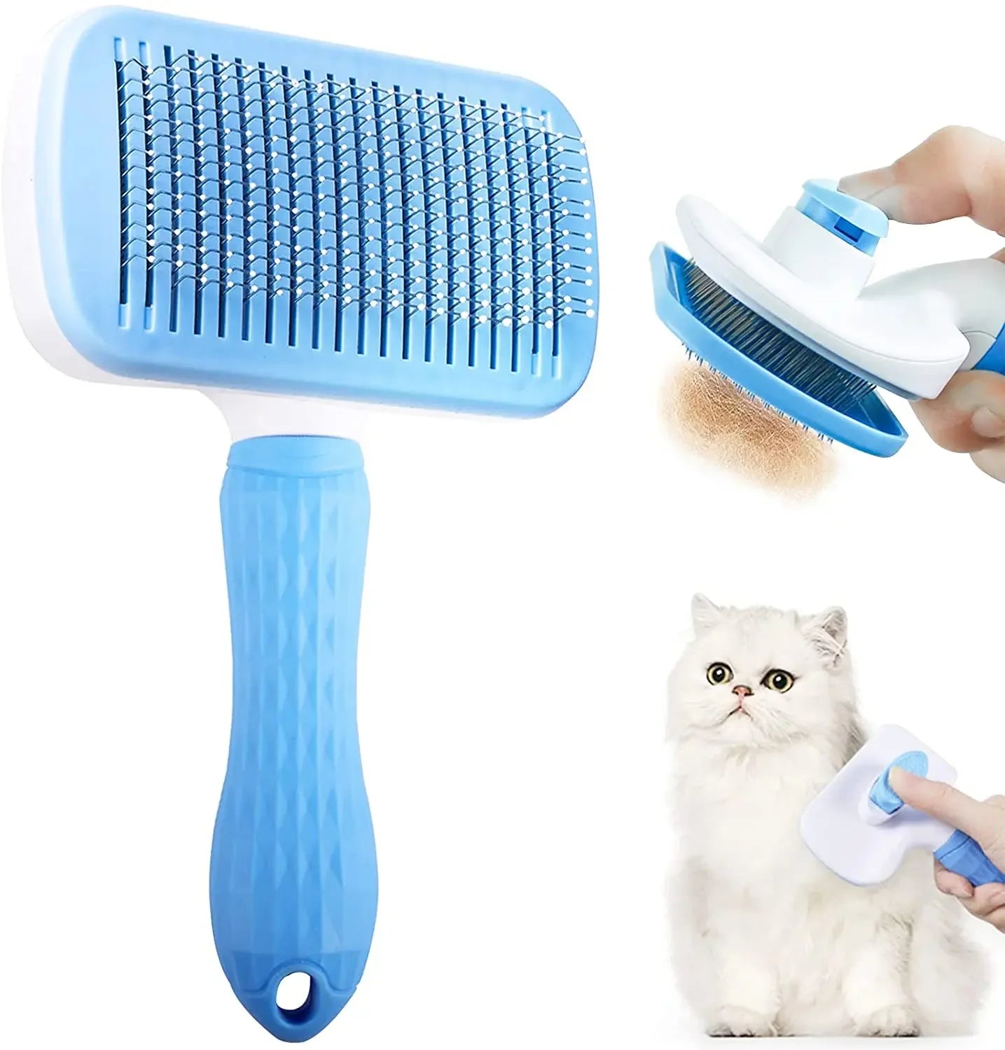 Pet Hair Remover Brush for Dogs And Cats - Long Hair Grooming Comb Stainless Steel Cat Dog Hair Cleaner Brush for Pet Care