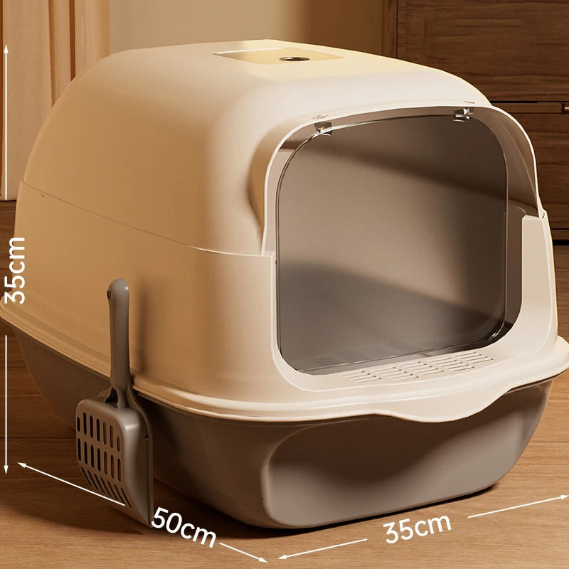 Large Capacity Cat Litter Box Fully Enclosed Sandbox Pet Anti Splash Toilet Spillproof Deodorant Cat Toilet Removable Cat Bedpan
