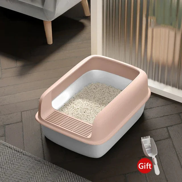 Small Size Cat Bedpan Anti-Splash Pet Sandbox Kitten Tray Semi-Closed Plastic Cat Toilet Cleaning Supplies