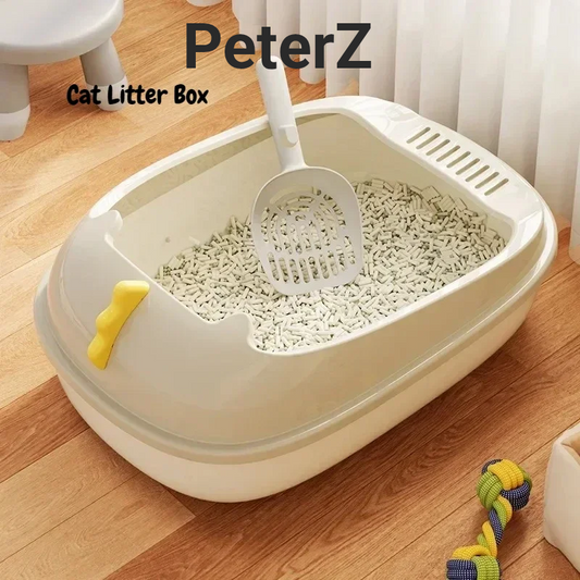 Large Capacity Splashproof Cat Litter Box Semi-Closed Kitty Toilet Sand Box Cleaning Basin Pet Supply for Cats