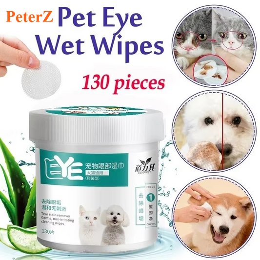 130 Pcs/set of Dog and Cat Cleaning Wipes Pet Eye Wipes Grooming Tear Stain Remover Gentle Non-foaming Wipes Towels