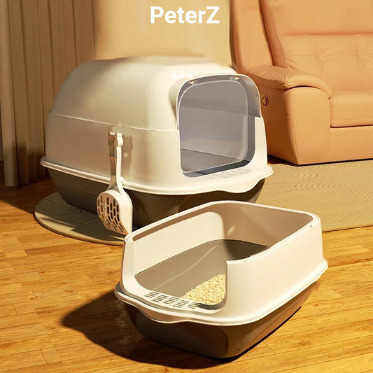 Large Capacity Cat Litter Box Fully Enclosed Sandbox Pet Anti Splash Toilet Spillproof Deodorant Cat Toilet Removable Cat Bedpan