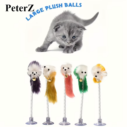 Random Color Suction Cup Spring Bells That Make Sounds for Mice to Chew on to Attract Cats' Attention