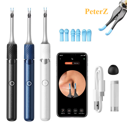 Visual Ear Cleaner with Camera Ear Wax Removal Tool Set Includes Ear Pick Tweezers 12MP 6 Ear Spoons for Earwax Removal