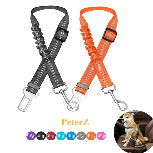 Adjustable Dog Car Seat Belt Harness – Reflective, Padded & Elastic Safety Strap for Comfortable Car Travel