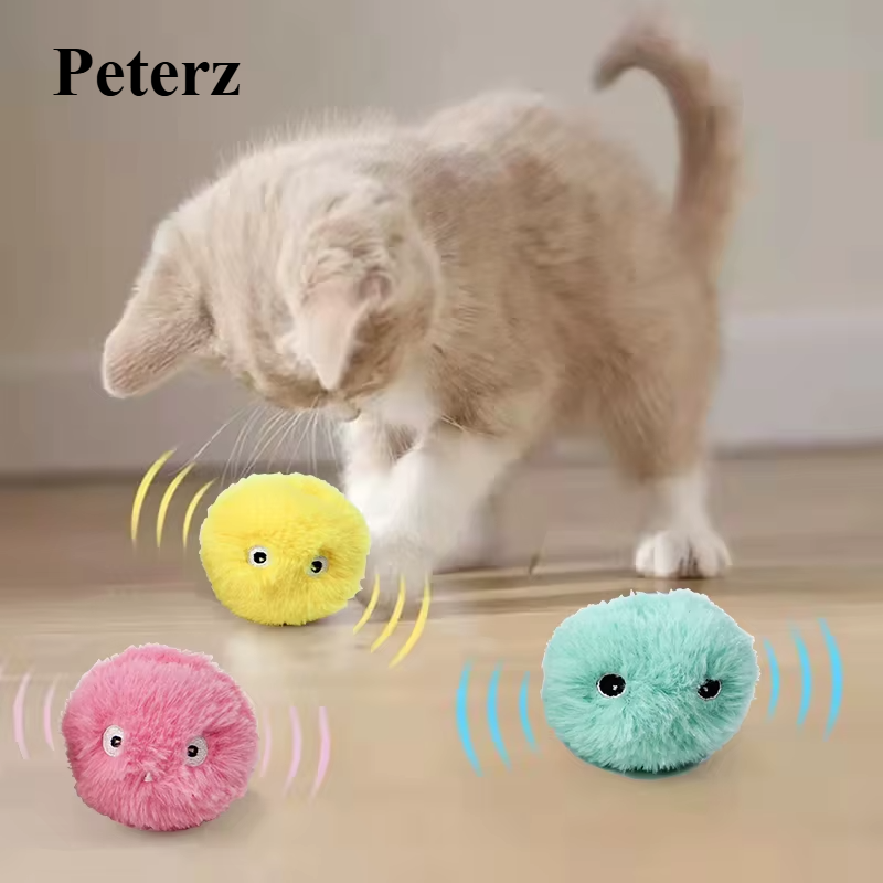 Interactive Ball Smart Cat Toys Plush Electric Catnip Training Toy Kitten Touch Sounding Pet Product Squeak Toy Ball