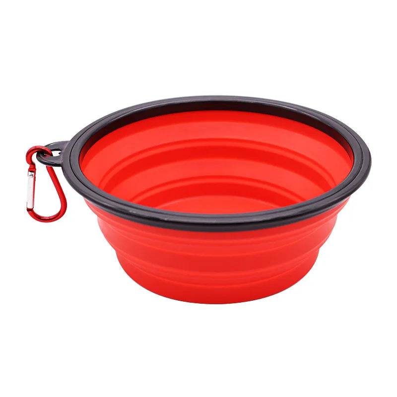 2-in-1 Folding Portable Silicone Pet Feeder Bowl with Bottle – Travel Food & Water Dispenser for Dogs & Cats, Outdoor with Carabiner