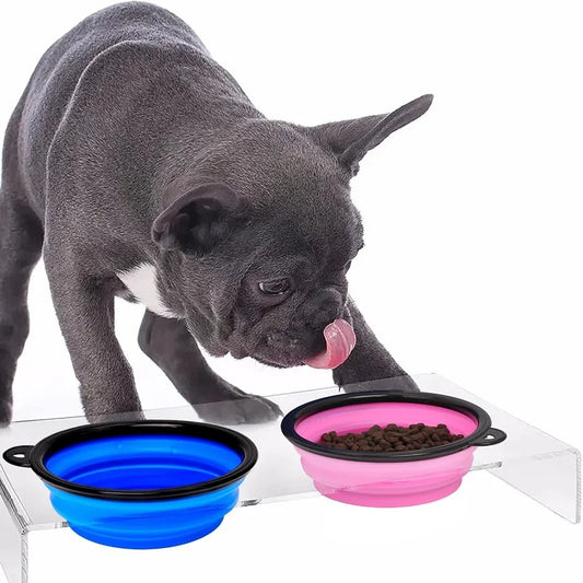 2-in-1 Folding Portable Silicone Pet Feeder Bowl with Bottle – Travel Food & Water Dispenser for Dogs & Cats, Outdoor with Carabiner