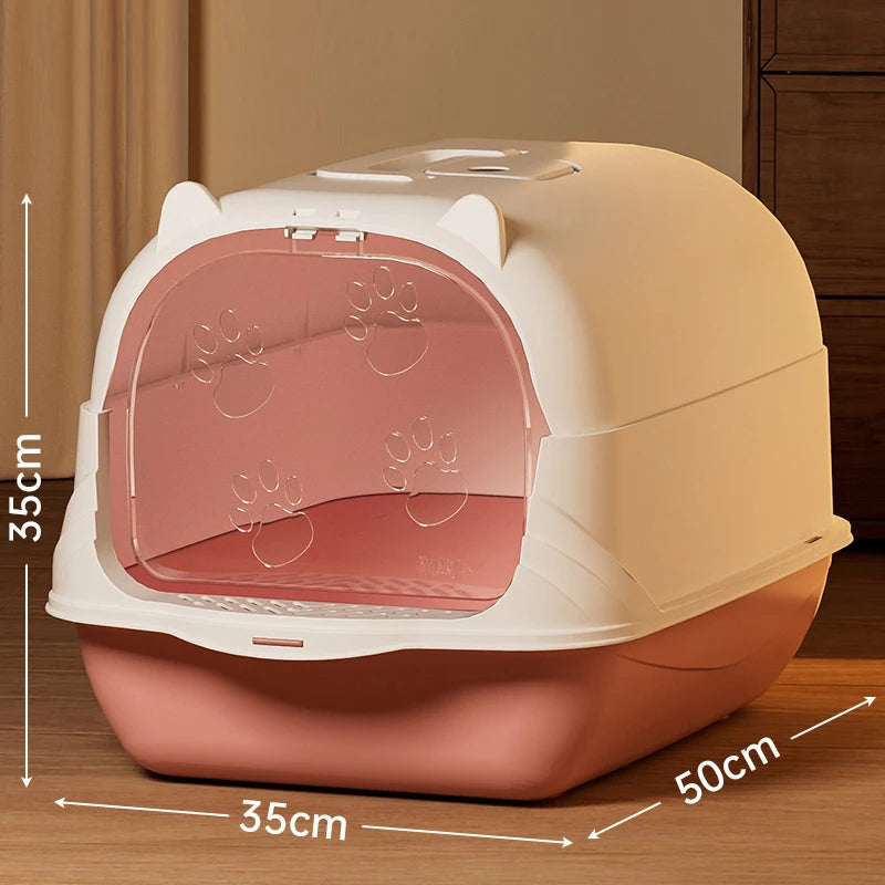 Large Capacity Cat Litter Box Fully Enclosed Sandbox Pet Anti Splash Toilet Spillproof Deodorant Cat Toilet Removable Cat Bedpan
