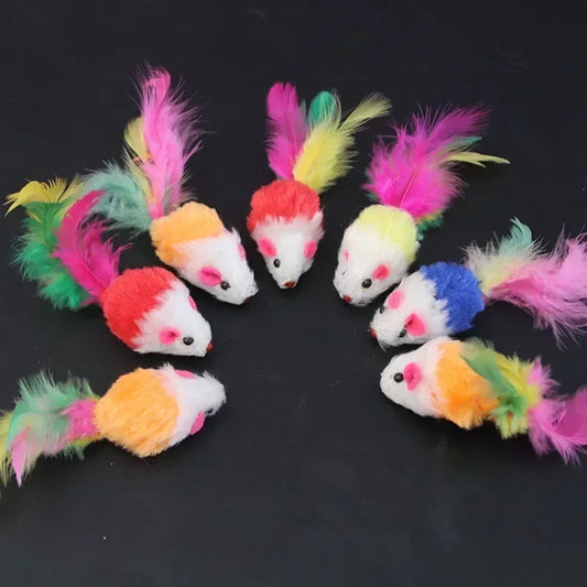 5pcs Kitten Toys Plush Simulation Mouse Interactive Cat  Furry Pet Interactive Toy Supplies Cats Playing Scratch Training Game