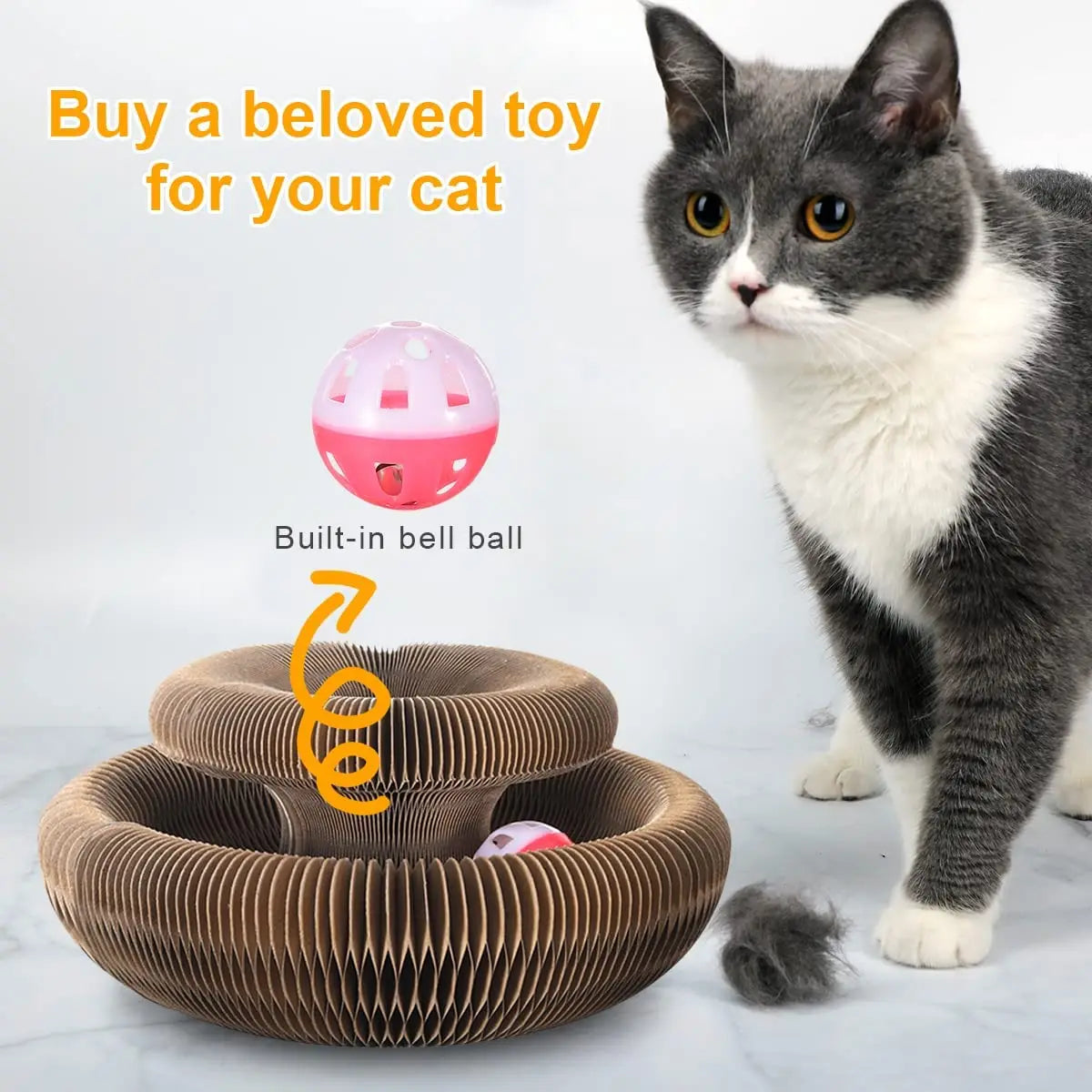 Magic Cat Scratch Organ Board with Ball Interactive Cat Toy Climbing Frame Kitten round Corrugated Scratcher Single Layer