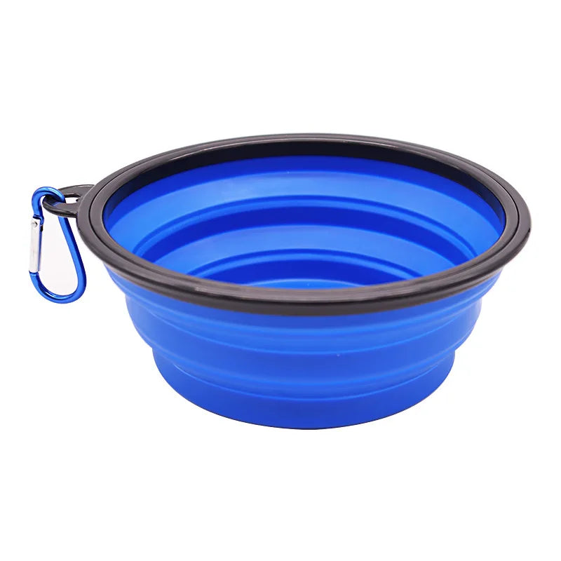 2-in-1 Folding Portable Silicone Pet Feeder Bowl with Bottle – Travel Food & Water Dispenser for Dogs & Cats, Outdoor with Carabiner