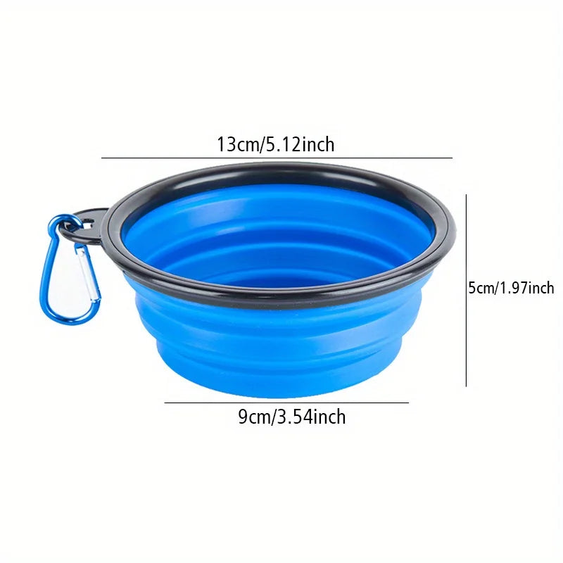 Portable Dog Folding Bowl Travel Food Water Dish Lightweight Silicone Bowl Lip for Outdoor Walking Universal for Small to Large Dogs