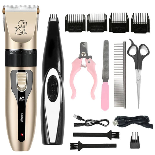 Rechargeable Pet Grooming Clipper Kit Professional Dog & Cat Hair Trimmer - Efficient Battery Powered Pet Care Tool