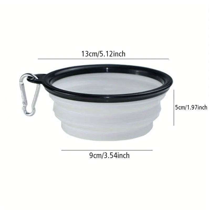 Portable Dog Folding Bowl Travel Food Water Dish Lightweight Silicone Bowl Lip for Outdoor Walking Universal for Small to Large Dogs