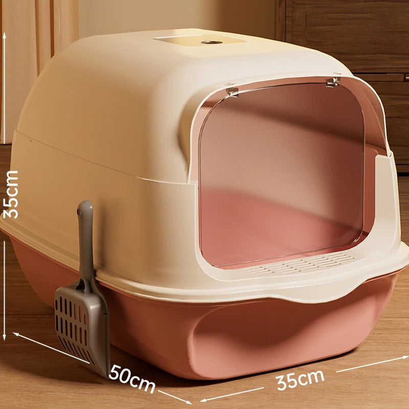 Large Capacity Cat Litter Box Fully Enclosed Sandbox Pet Anti Splash Toilet Spillproof Deodorant Cat Toilet Removable Cat Bedpan